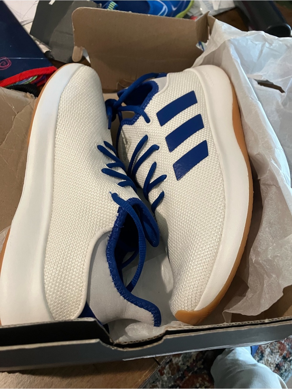 adidas White and Blue Cloudfoam Athletic Sneaker Women’s Sz 9 - Picture 3 of 4